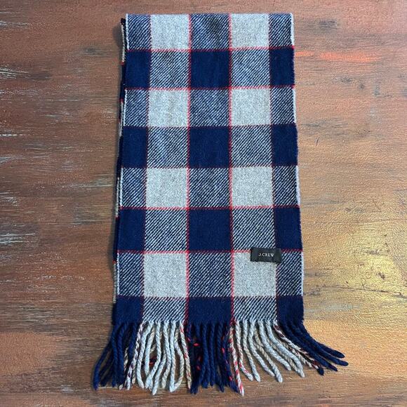 J.Crew Wool Spartan Plaid Unisex Scarf 60x9" - Picture 1 of 5